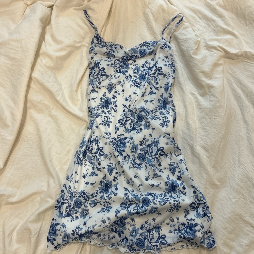 Floral Blue and White Dress